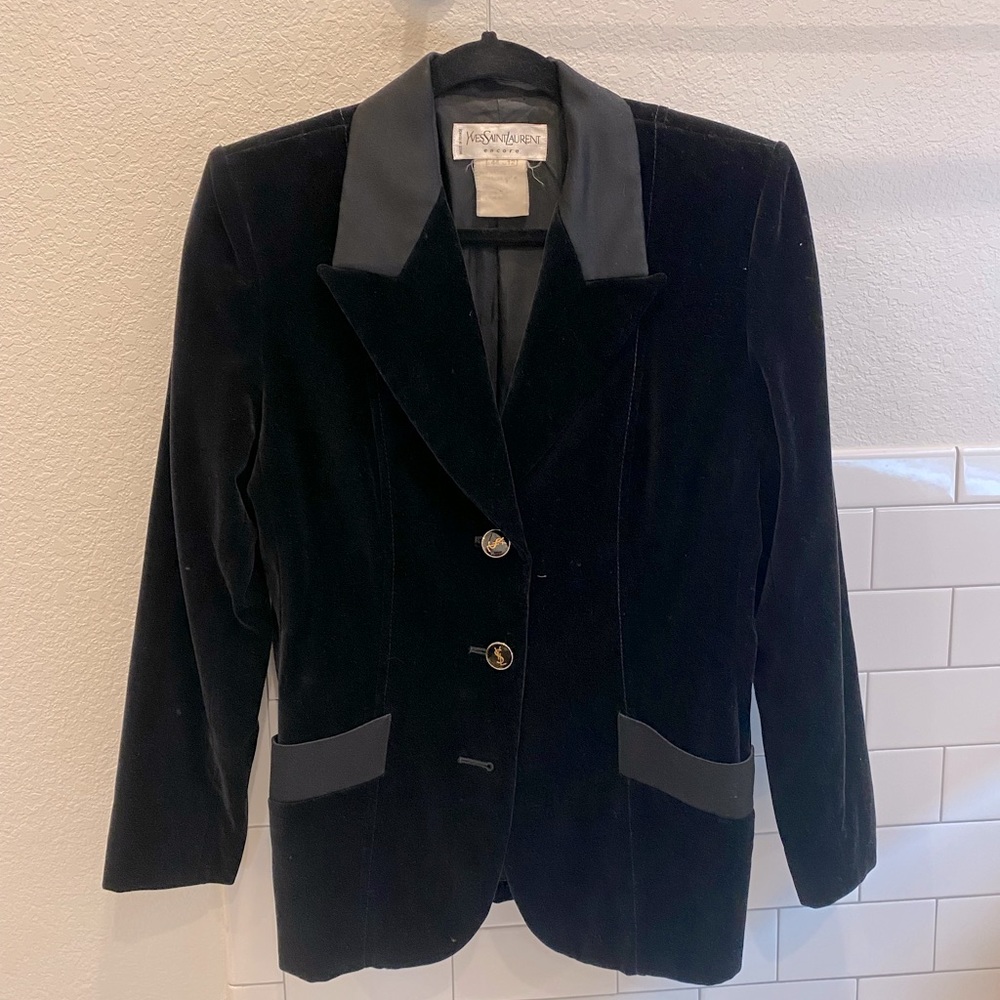 Yves Saint Laurent vintage black velvet smoking jacket